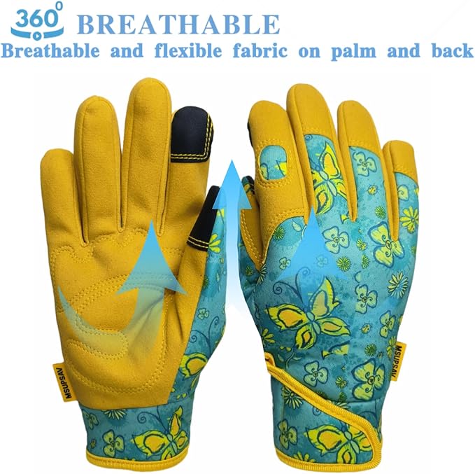 Thorn Proof&Puncture Resistant Gardening Gloves with Grip,Garden Glove for Women, Leather Yard Work Gifts
