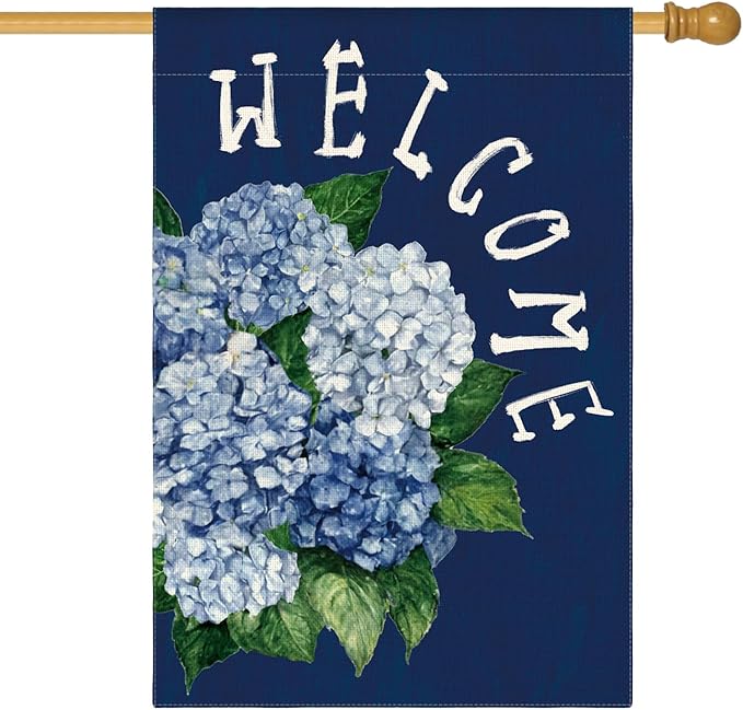AVOIN colorlife Hydrangea Spring Summer House Flag 28x40 Inch Double Sided Outside, Seasonal Floral Welcome Yard Outdoor Flag