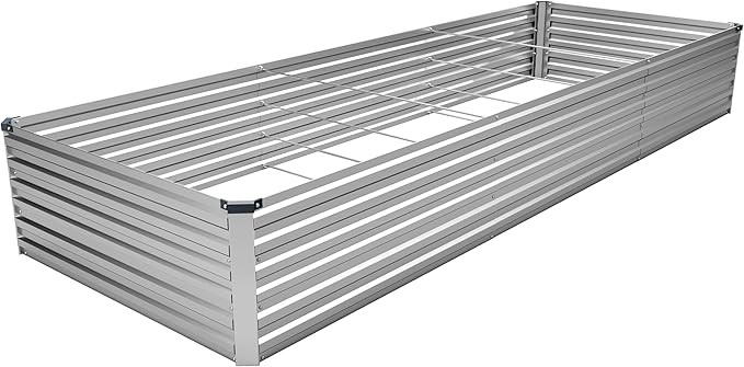 MGNO 12x4x1.5FT Galvanized Raised Garden Bed-Outdoor Planter Box for Vegetables-Metal Garden Bed,RRectangle Planting Box for Herb,Flower