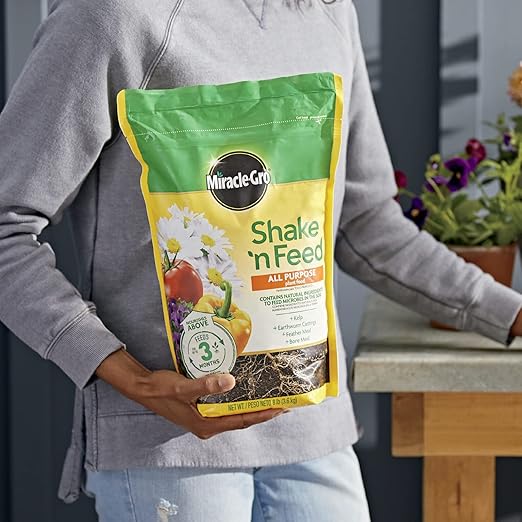 Miracle-Gro Shake 'N Feed All Purpose Plant Food - Outdoor and Indoor Plant Food for In-Ground and Containers, Feeds for up to 3 Months, 8 lbs.