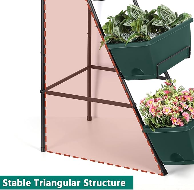 OYEAL Raised Garden Bed 4 Tier Vertical Garden Planters Indoor Outdoor Raised Planter Box with Legs Elevated Herb Garden Planter for Flowers Vegetables Plants, Green, 16.8 * 18.3 * 41.5 Inches