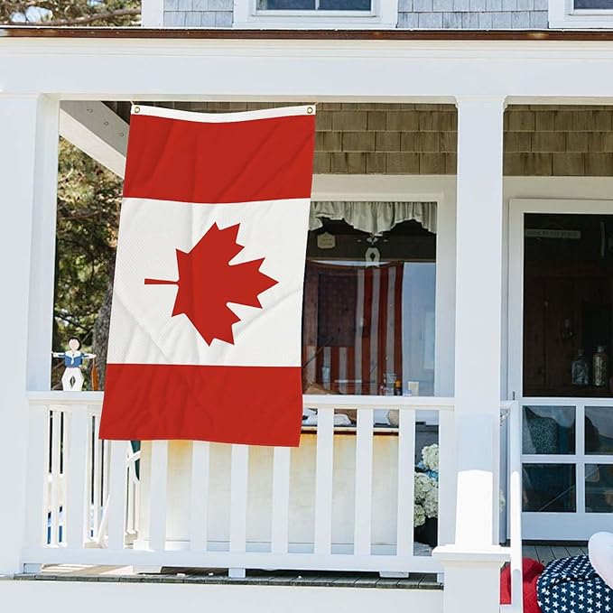 3x5 Feet Canadian National Flag, Canada Flags Outdoor Gardens Man Cave College Car Decor Double Stitched Edges Vivid Colors and Polyester Fabric Flag With 2 Brass Grommets (pk4)