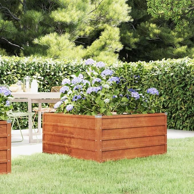 Garden Raised Bed Rusty Corten Steel Medium Durable Patio Accessories Porch Decor for Terrace Outdoor