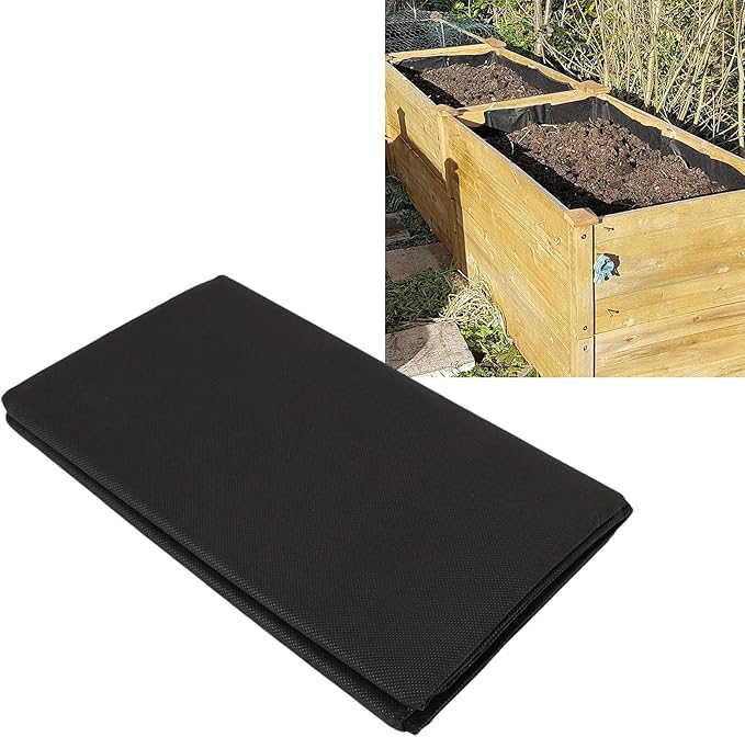 AMAKO Vegetable Raised Bed Fabric Liner Breathable Nonwoven Garden Liner for Large Raised Beds Vegetable Troughs Planters 160x210cm 63x82.7in