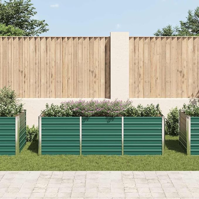 Raised Bed Green Galvanized Steel Plant containers Flower pots Decorative pots for Outdoor Balcony 94.5x31.5x30.3 in Raised Bed