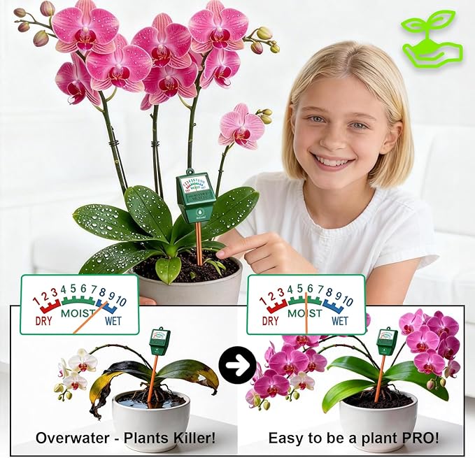 Antonki 2 Pack Soil Moisture Meter, Plant Water Meter for Gardening,Farming, Soil Tester Hygrometer Sensor for Indoor Outdoor House Plants, Flower, Lawn- No Battery Required