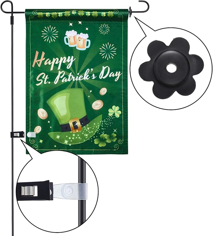 Chuangdi Happy St Patricks Day Garden Flag Spring Double Sided Saint Patty's Day Flag House Yard Shamrocks sign for Terraces Porches Yards Holiday Decor Gifts
