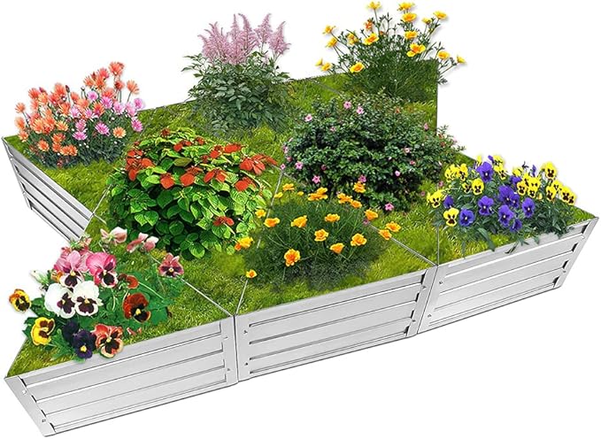 DIY Galvanized Raised Garden Beds 6 Pack, Easy DIY Metal Planter Boxes for Grow Fruit and Root Vegetables Flower