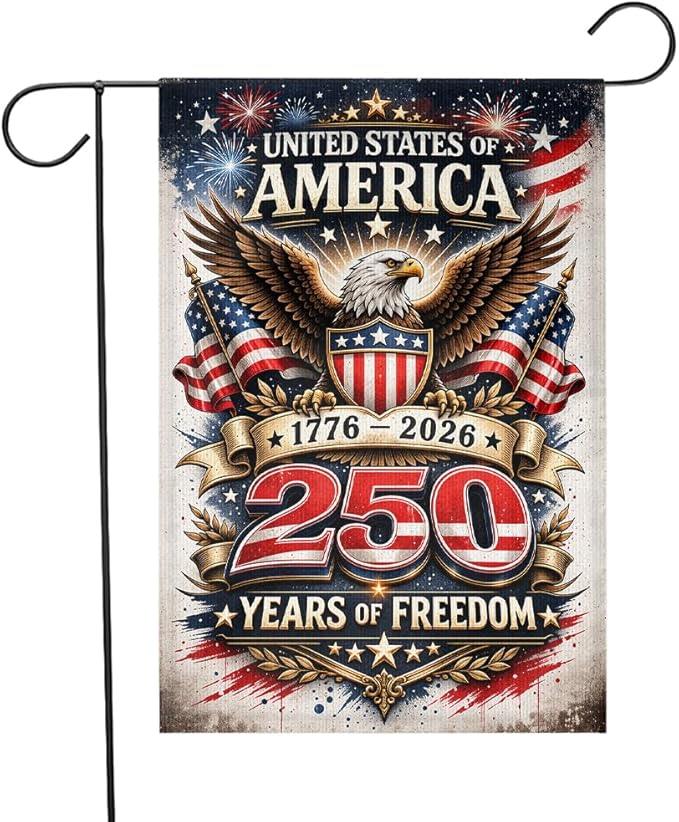 USA 250 Years of Freedom Garden Flag 1776-2026 Patriotic American Eagle Yard Flag, Independence Day Outdoor Decor, 4th of July Lawn Banner