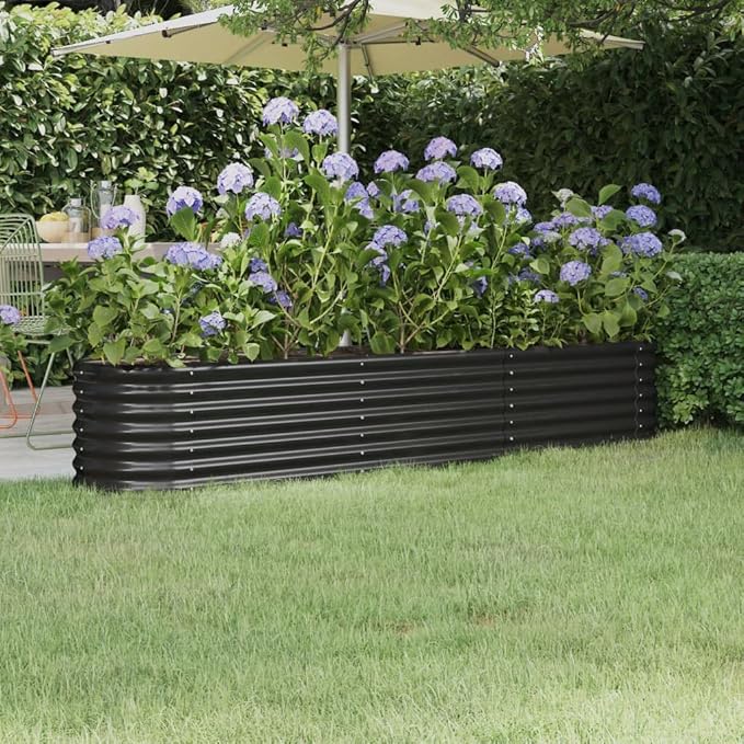 Garden Raised Bed Anthracite Powder-Coated Steel Large Durable Outdoor Planter pots Porch Decor for Garden Indoor