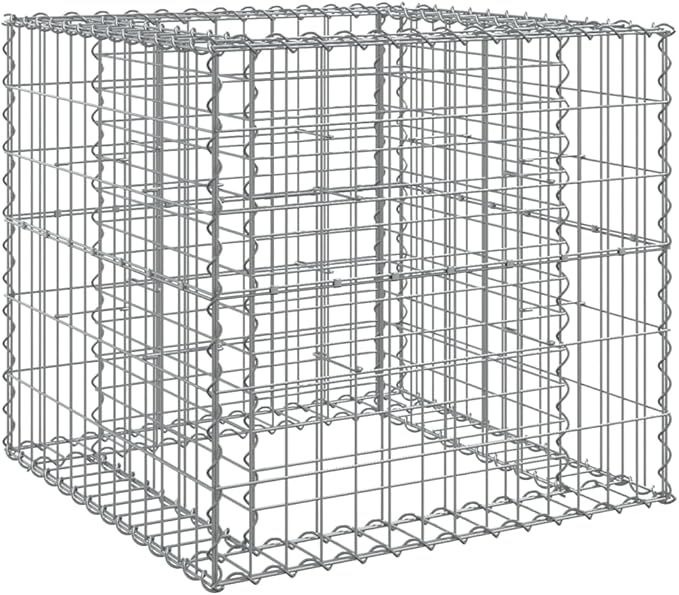 Gabion Basket Silver,Gardening Planters,Patio Raised Beds,Backyard Raised Beds,Raised Flower Beds,Garden Decoration,Planter Boxes,for Patios,Balconies,Lawn,Decks,27.6"x27.6"x25.6" Galvanized Iron