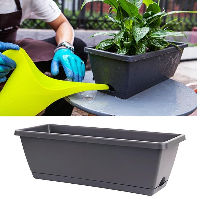 Raised Garden Bed, Rectangular Plastic Planter Raised Beds Large Flower Vegetable Planters Boxes Thicken Planting Pots Plant Containers for Balcony Home Outdoor Window (14 L)