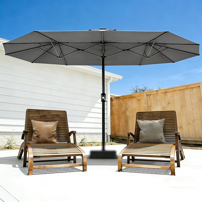 Garvee 13ft Patio Umbrella with Double Canopy, Premium Commercial Extra Large Market Umbrella for Outdoor Dining Sets, Resort Patios and Backyard Entertainment Areas, w/o Base