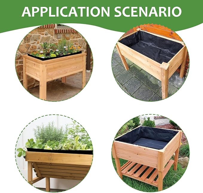 Qivine Raised Garden Bed Liner, Waterproof Raised Flower Bed Planter Liner, 5Ft x 7Ft Rectangle Grow Bags with Breathable and Reusable for Yard, Vegetables, Patios, Decking
