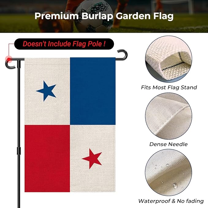 Panama Garden Flag 12 x 18 Inch, Panamanian Yard Flag Double Sided Burlap Outdoor Decor for Porch, Lawn, Mailbox, National Celebrations