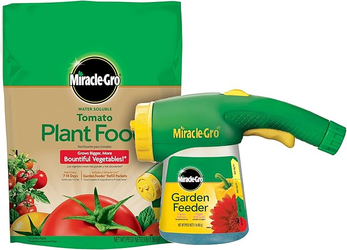 Miracle-Gro Water Soluble Tomato Plant Food and Garden Feeder Bundle, Hose-End Feeding System for Vegetable Plants in Outdoor Gardens