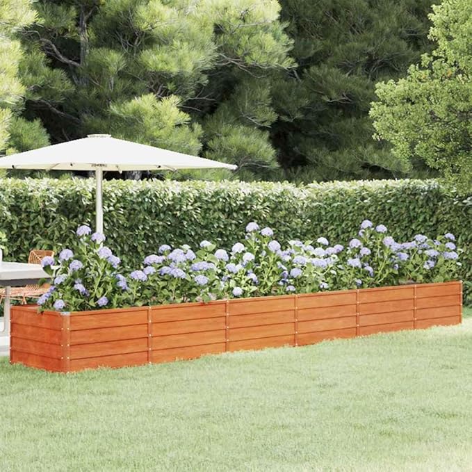 vidaXL Garden Raised Bed - 189"x31.5"x17.7" Corten Steel Planter for Outdoor Gardens/Balconies/Patios