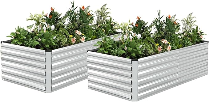 6x3x2 ft Raised Garden Bed, Large Metal Planter Raised Beds, Planters for Outdoor Plants for Vegetables, Flowers, Herbs, Fruits, and Succulents.(2 Pcs)