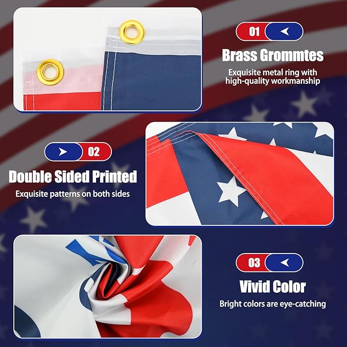 250th Anniversary USA Flag 3x5 Ft, Heavy Duty Double Sided 3-Ply, Patriotic American Flags for July 4th Independence Day Outdoor Home Porch Decor