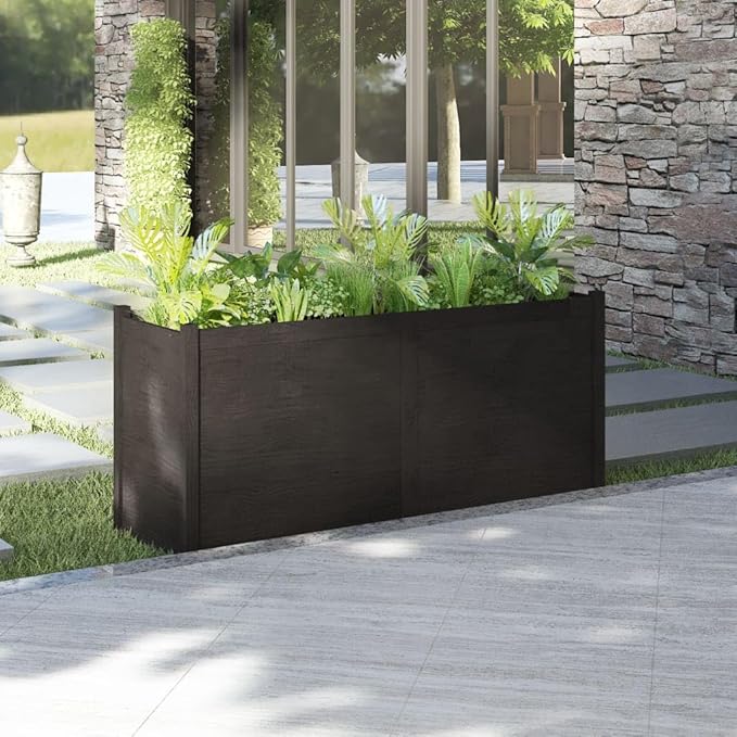 Garden Planter,Raised Flower Beds,Gardening Planters,Multifunctional Raised Bed,Plant Privacy Fence,Greenhouse Planter,for Gardens,Patios,Balconies,Terraces,Black 59.1"x19.7"x27.6" Solid Wood Pine