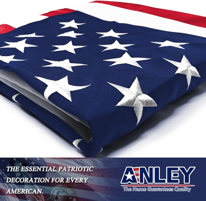 ANLEY EverStrong Series American Flag 3x5 Foot Heavy Duty - Embroidered Stars and Sewn Stripes - 4 Rows of Lock Stitching - US National Banner Flags with Brass Grommets 3 X 5 Ft
