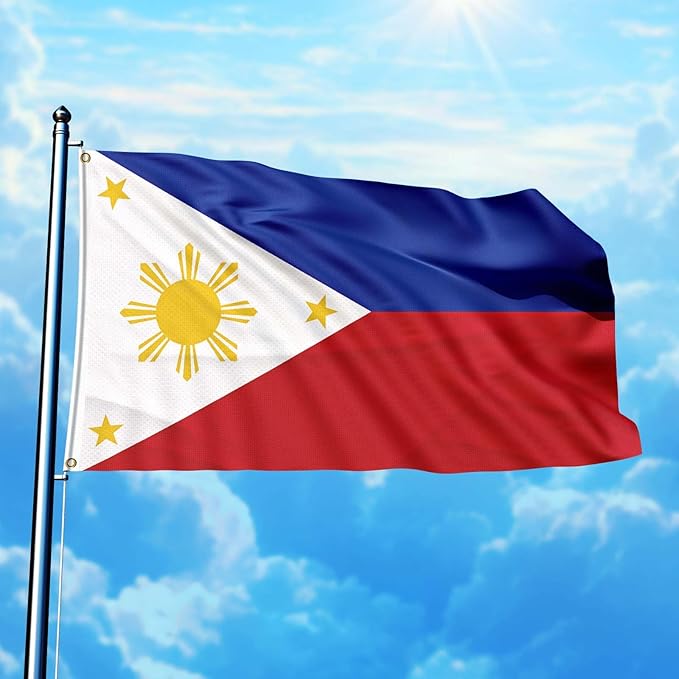 3x5 Feet Philippines Flag Outdoor Gardens Man Cave College Car Decor Double Stitched Edges Vivid Colors Polyester Fabric Filipino Philippine National Flag With 2 Brass Grommets (pk2)