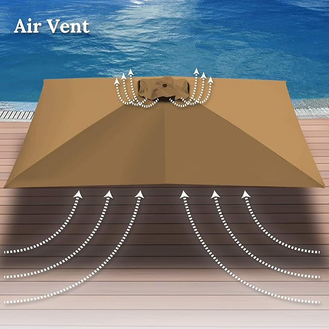 BenefitUSA Top Cover Replacement Umbrella Canopy for 10ft x 6.5 ft 6 ribs Patio Umbrella Outdoor Market (Canopy Only)