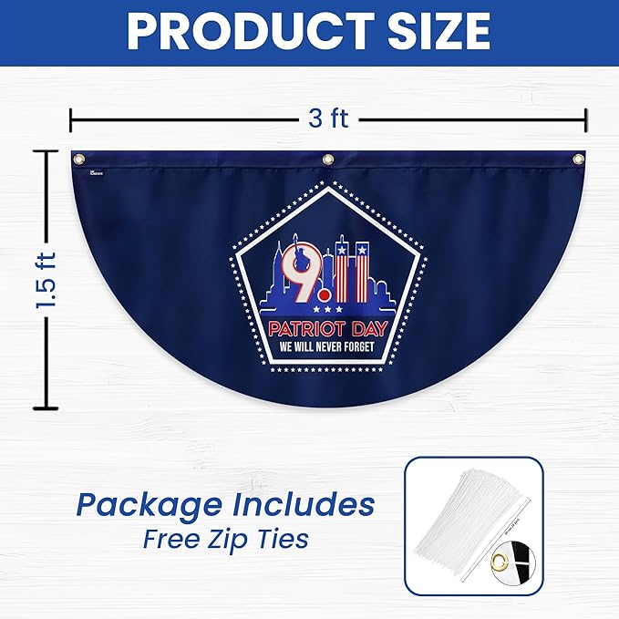 FLAGWIX American 9/11 Flag Patriot Day - Non-Pleated American Bunting Flags Outdoor 1.5x3 ft (Pack 1) - 911 Flag Patriotic Decorations, Outside Decorations for Yard, Patriotic Flags for Garden Decor