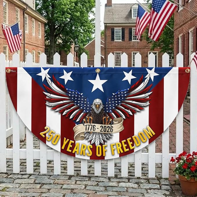 FLAGWIX 250 Years Anniversary Patriotic Eagle Fan Flag - Polyester Double-sided Bunting Flags For Outside 1.5x3 ft - 4th of July Decorations for Home Yard Garden Decor Banner, Gifts For Men Women