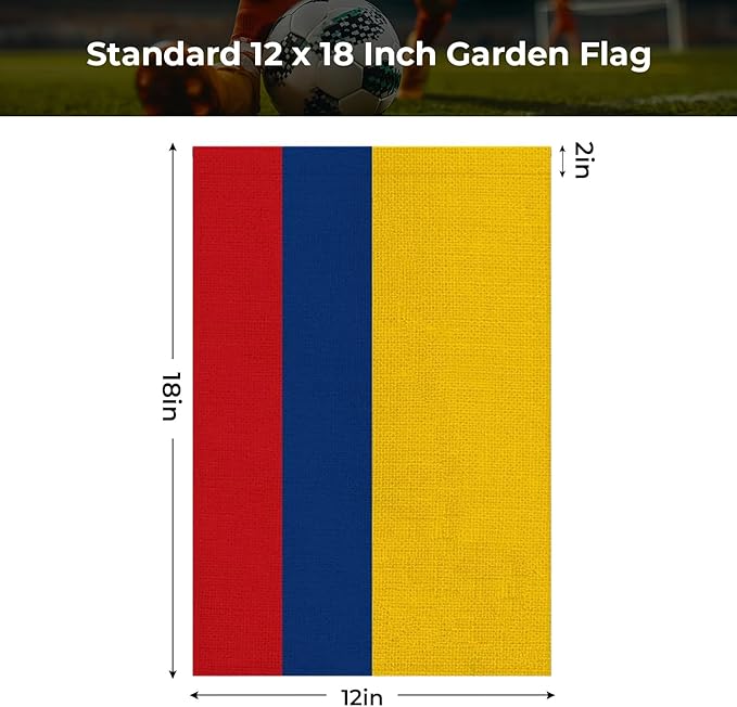 Colombia Garden Flag 12 x 18 Inch, Colombian Yard Flag Double Sided Burlap Outdoor Decor for Porch, Lawn, Mailbox, National Celebrations