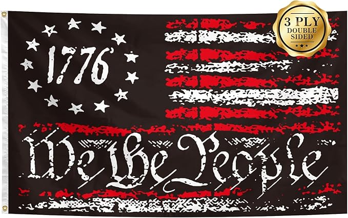 We The People Flag 3x5 Feet Double Sided 3 Ply Vintage 1776 Betsy Ross Patriotic Flags Banner Vibrant Colors with Brass Grommets for Indoor Outdoor Party Yard Bar Garden Street Decorations