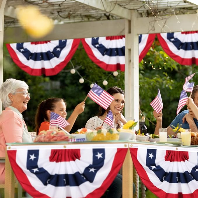 Tatuo 9 Pcs 2 x 4 Feet 250th Anniversary Pleated Fan Flags, 4th of July Patriotic Decorations American USA Bunting Flag Stars and Stripes Banner for Independence Day Memorial Day