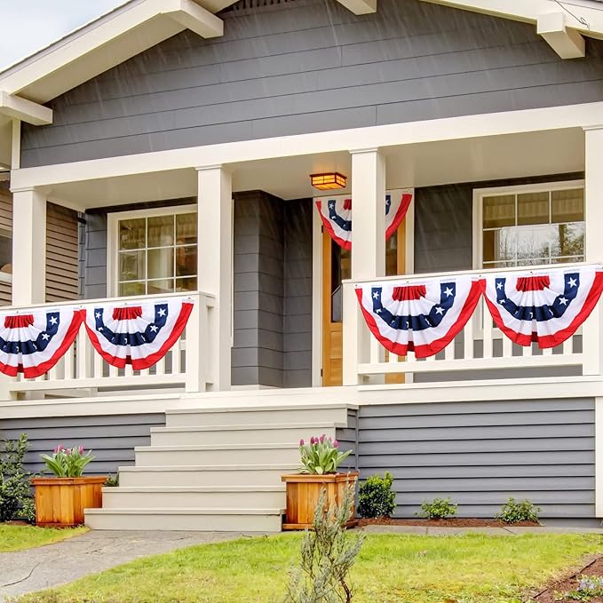 Tatuo 250th Anniversary Pleated Fan Flags, 4th of July Patriotic Decorations American USA Bunting Flag Stars and Stripes Banner for Independence Day Memorial Day(10 Pieces,1.5 x 3 feet)