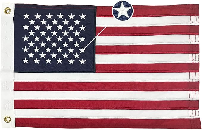 TOPFLAGS American USA Boat flag 16x24 US Flag - Heavy Duty Outdoor Unite States Flags Embroidered Stars Sewn Stripes with Brass Grommets