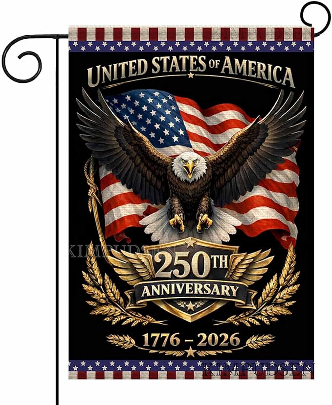 250 Years America Garden Flag,250th Anniversary USA Patriotic Flag 1776-2026 Freedom American Flag Double-Sided with Eagle Statue of Liberty Design, 12x18 Inch