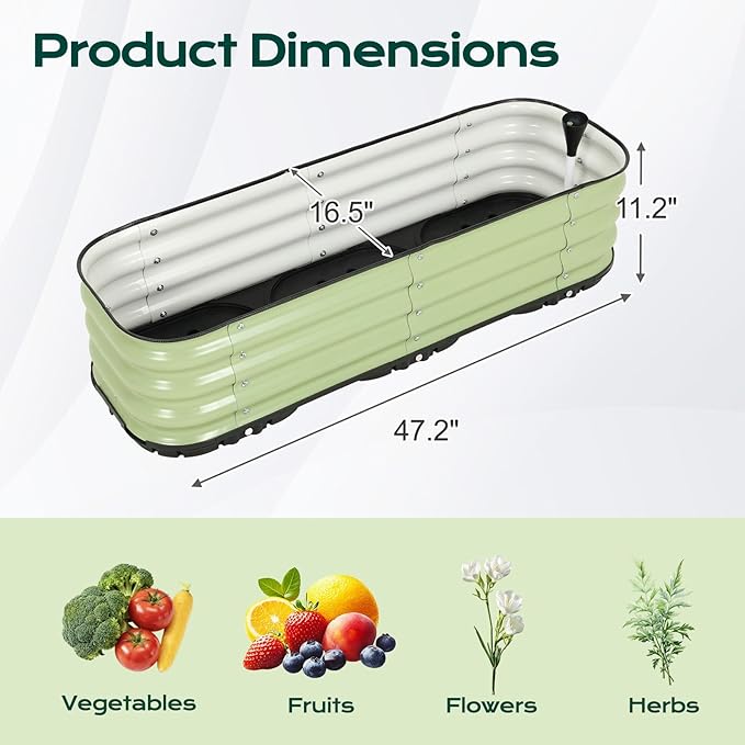 COWVIE Galvanized Raised Garden Bed Kit with Self Watering System, Metal Outdoor Planter Garden Boxes with Drainage Plugs for Vegetables, Herbs, Flowers