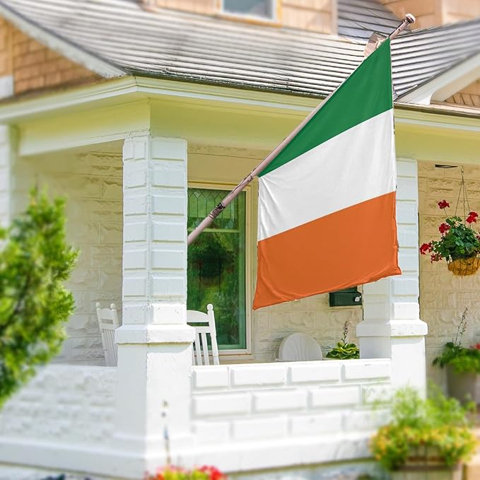 ASUNO Ireland Flag 3 × 5 Feet Polyester Irish National Banner with 2 Brass Grommets Double Side Vivid Color Fade Resistant for Outside Garden Lawn Patio