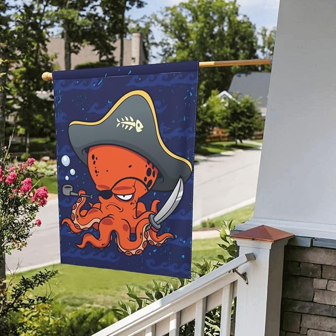 Pirate Octopus Garden Flag 28 X 40 In Outdoor Gifts Sea Mini Yard House Flags Farmhouse Sign For Home Garden Decoration Banner