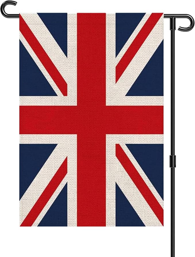 UK Garden Flag 12 x 18 Inch, British Yard Flag Double Sided Burlap Outdoor Decor for Porch, Lawn, Mailbox, National Celebrations