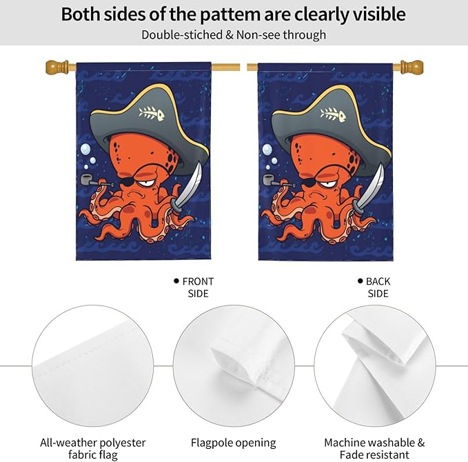 Pirate Octopus Garden Flag 28 X 40 In Outdoor Gifts Sea Mini Yard House Flags Farmhouse Sign For Home Garden Decoration Banner