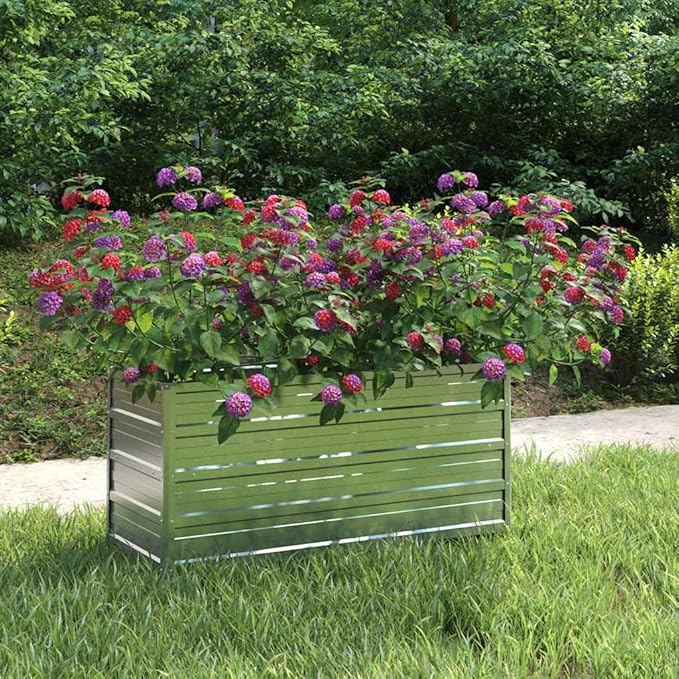 Rectangular Metal Garden Raised Bed, Silver Galvanized Steel, 39.4 x 15.7 x 17.7 Inches, Outdoor Planter for Vegetables, Flowers