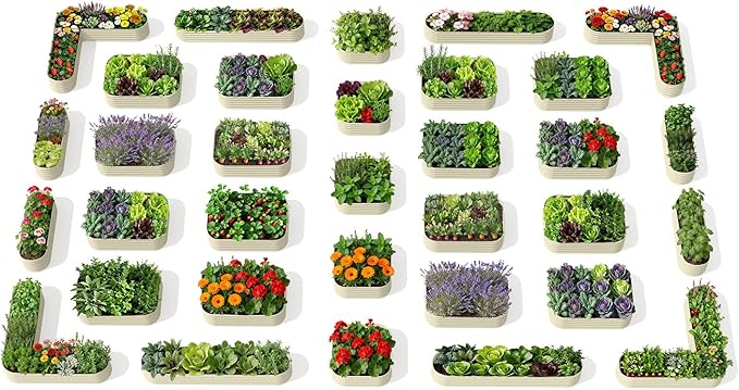 33-Pack 18” Tall Galvanized Raised Garden Beds – Community Garden Layout, Fits 1750 Sq Ft Backyard, Large Scale Growing System for Homestead Farming & Vegetable Production - Sand Beige