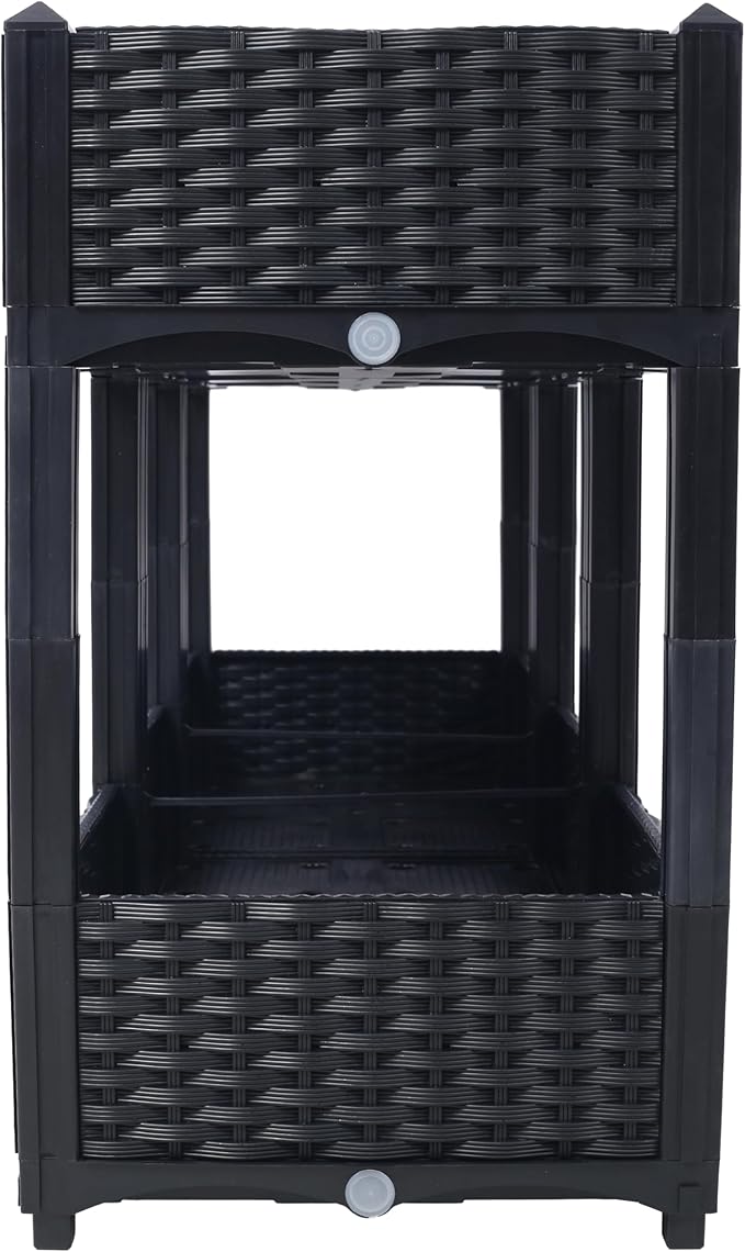 Planter Raised Beds - Elevated Planter Garden Box with Drainage Plug Raised Garden Beds for Vegetable/Flower/Herb Outdoor Standing Planter Beds Gardening Kit 47.2"x15.7"x27.7" (Black)