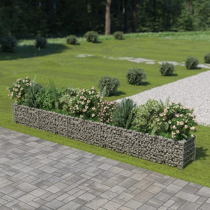 Gabion Raised Bed Galvanized Steel 177.2"x19.7"x19.7",Raised Garden Bed,Outdoor Planters for Flower Herb Garden
