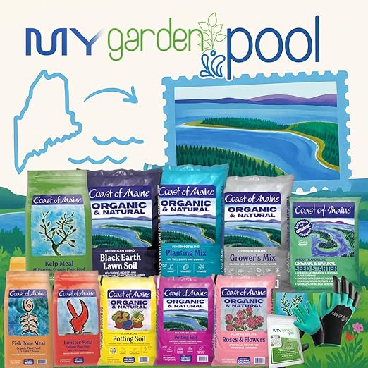 Coast of Maine RF6001 Rose & Flower Plant Food 4 LB – Organic Bloom Enhancing Fertilizer for Colorful Blooms with My Garden Pool Soil Test Strips & Claw Gardening Gloves