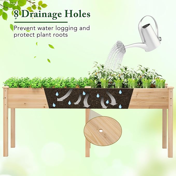 Giantex Raised Garden Bed with Legs, 73"x23"x30" Elevated Wood Planter Box w/Divider Panel, Drainage Holes, Ideal for Flower Herb Vegetable, Raised Garden Beds Outdoor for Gardening Backyard Patio