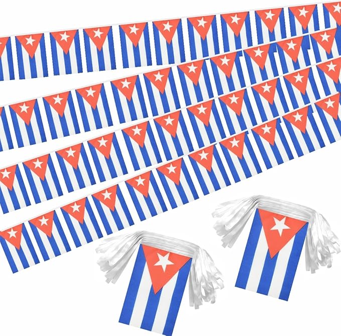 2 Pack Cuba Flag Banner String Small Mini 66 Feet 60 Pcs Cuban Hanging Flags Decoration