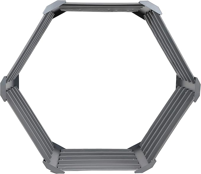 Sunnydaze Galvanized Raised Garden Bed Outdoor - Metal Planter Box for Gardening Vegetables and Plants - 16.25" H Hexagon - Gray