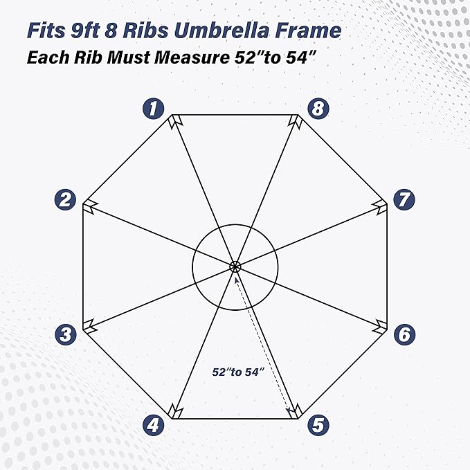 Simple Deluxe 9' Patio Umbrella Replacement Canopy Only Outdoor Table Market Yard Umbrella Replacement Top Cover with 8 Ribs, Tan