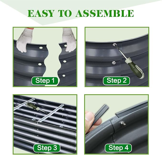 Raised Garden Beds for Vegetables Flowers Herbs (Dark Gray-8x2x1.4FT-1Pack, Oval)